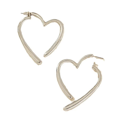 Fashion Personality Love Earrings for Women Niche Design Sense Girl Golden Earrings Simple Jewelry Gift Silvery