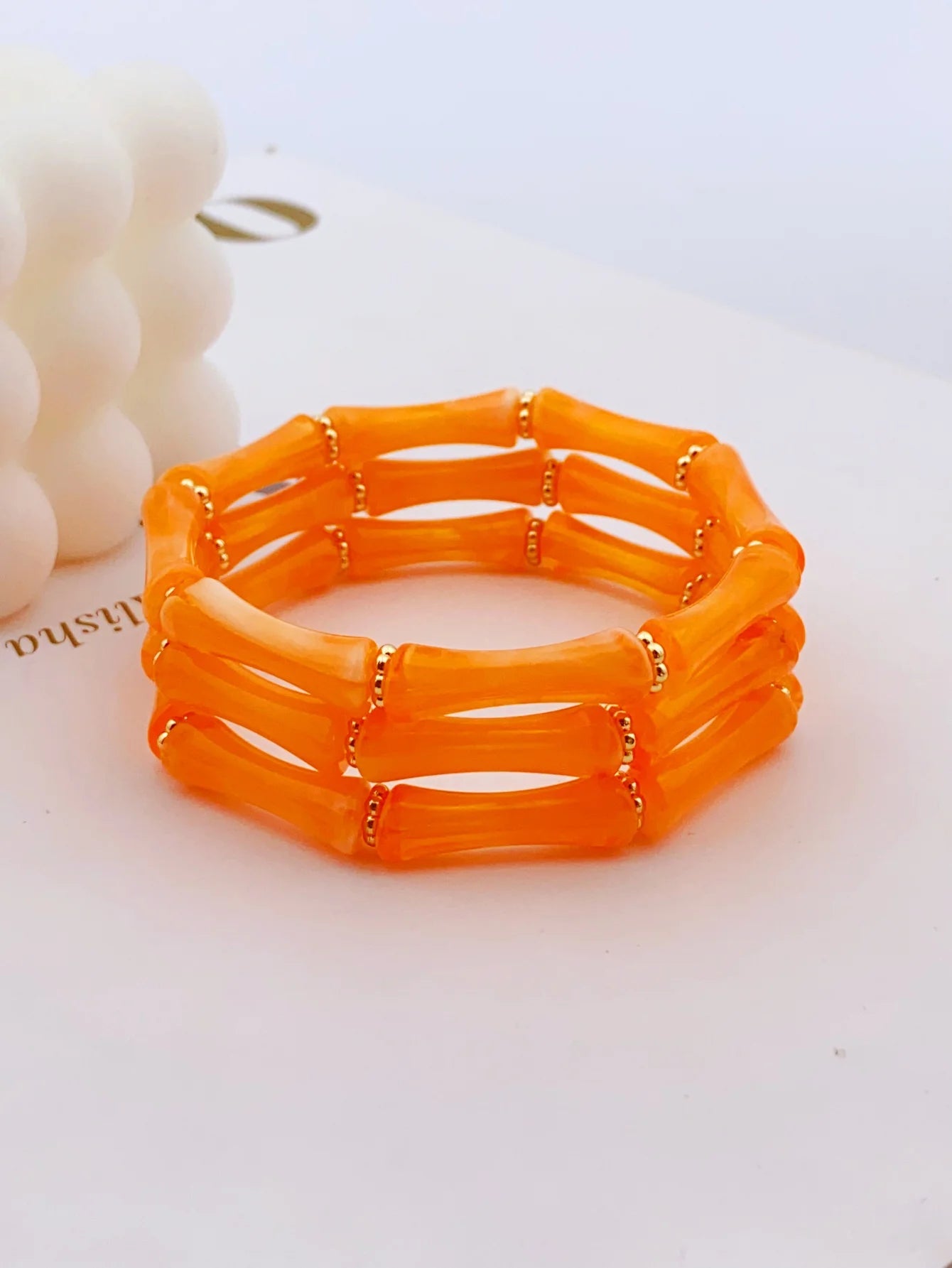 3pcs Acrylic Beaded Elastic Bracelet with Colorful Bamboos for Women's Daily Wear bracelet for women