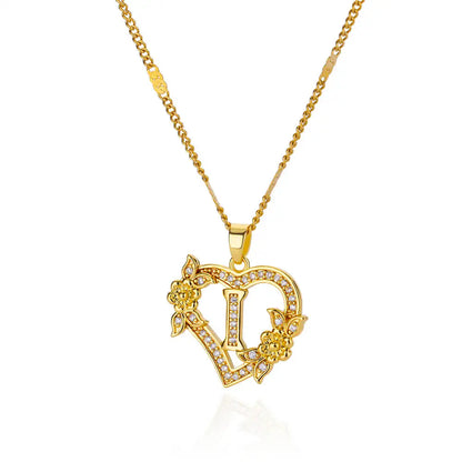 The IceBoyDC Zircon Flower Heart Initials Necklaces