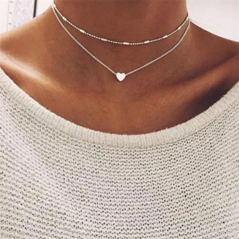 Endearing Three Layer Three Pendant Golden Metal Necklace