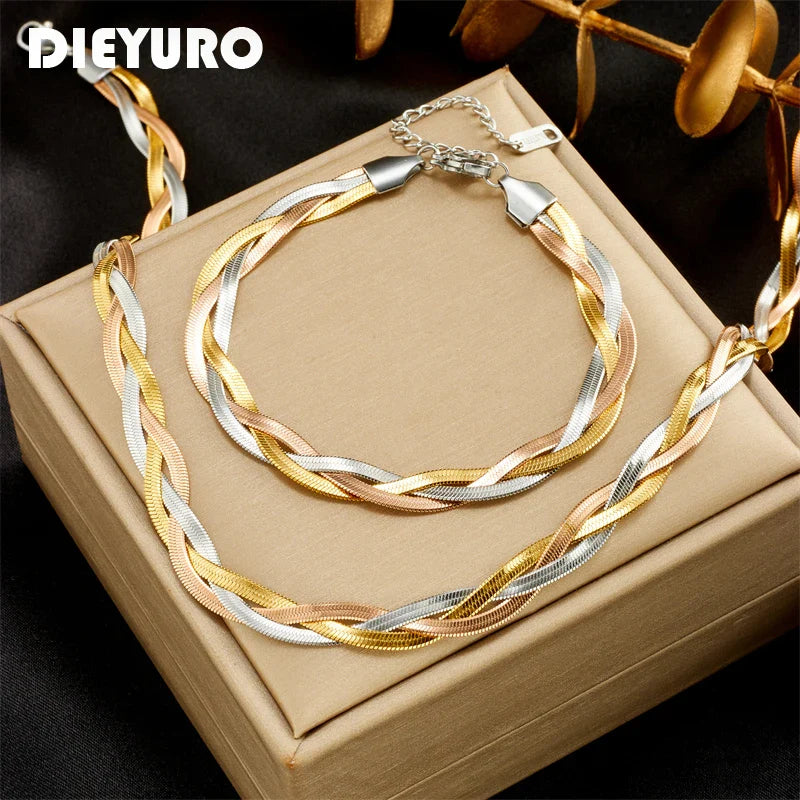 DIEYURO 316L Snake Chain Necklace