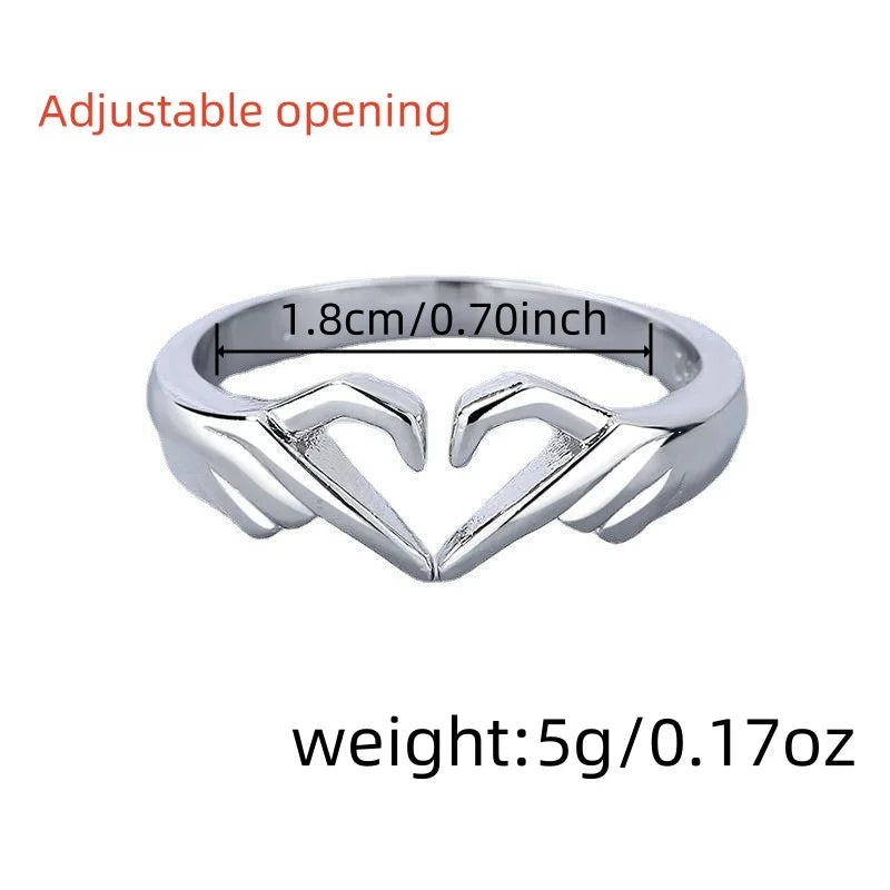 Hot selling romantic two handed heart to heart ring, European and