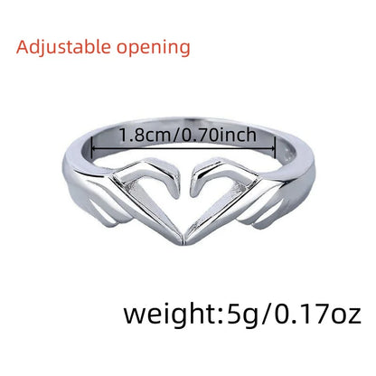 Hot selling romantic two handed heart to heart ring, European and
