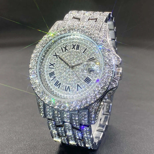 Luxury Men's Watches With Cuban Bracelet Diamond Unique Fashion Trends