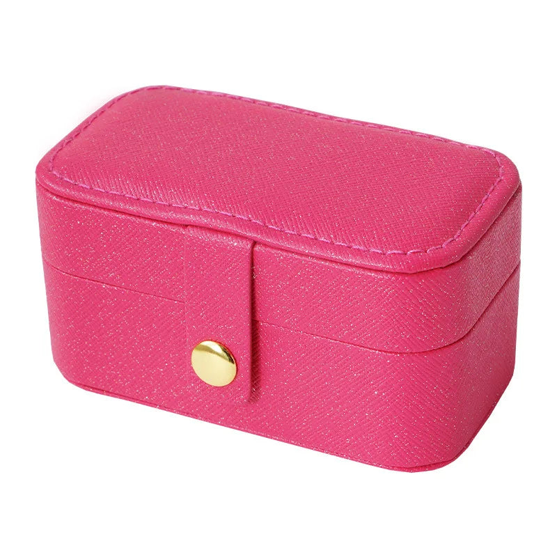 EMESA HOME Exquisite PU Leather Jewelry Box, Ring Necklace Earrings Storage, Minimalist Daily Travel Portable Organizer Box.