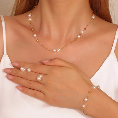 5 Piece Set Fashionable Elegant Gold Rhinestone Heart Shaped