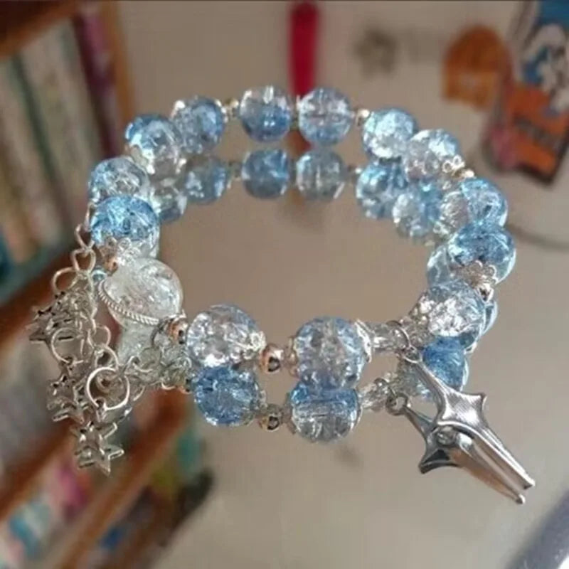 Aquamarine Crystal Star Bracelet