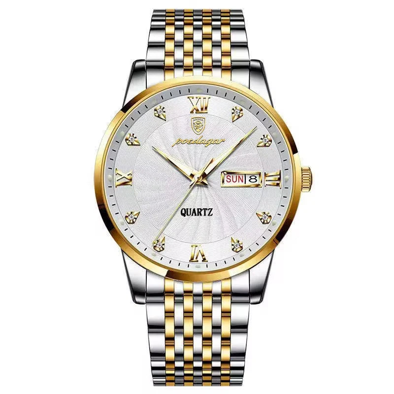 Watch Waterproof Luminous Date. Men's Quartz POEDAGAR Wristwatch Stainless Steel