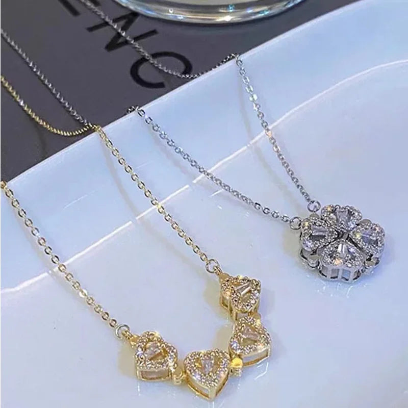 Подвеска Vintage Lucky Four Leaf Clover Pendant Necklace Fashion Heart