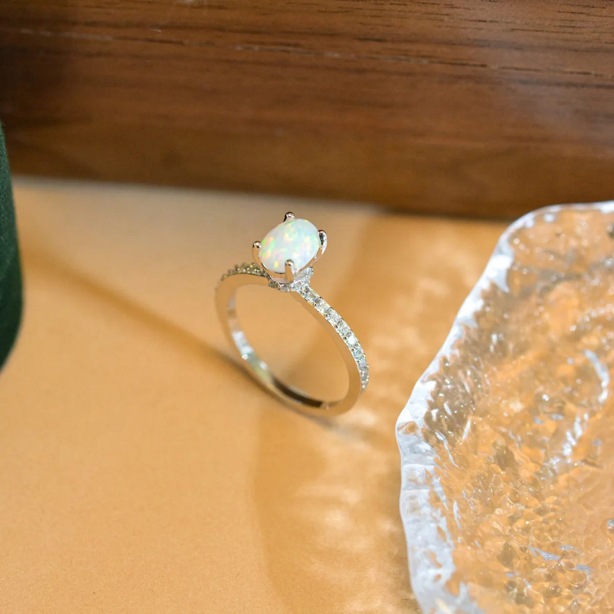 Diamond flower pvd gold plated ring