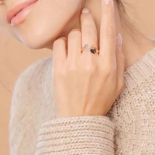Custom Name Ring for Women – Trendy Heart Couple Jewelry™