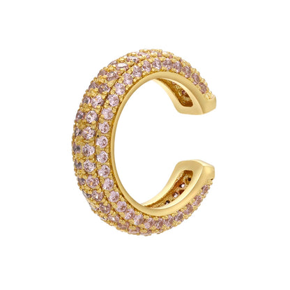 QMHJE 1 Piece Ear Clip on Earring Cuff Rainbow CZ Gold Silver Color Earing Jewelry Aretes Non Pierced Blue Black Clear Clipping