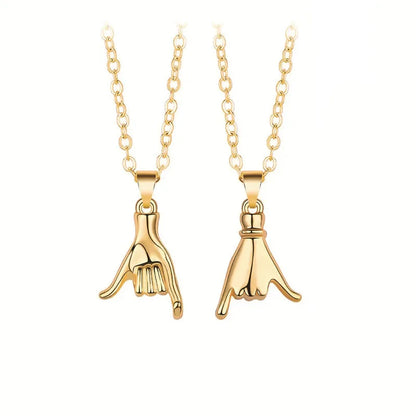 2pcs/set Pull Hook Hands Couple Necklace Pinky Swear Promise Love Hug