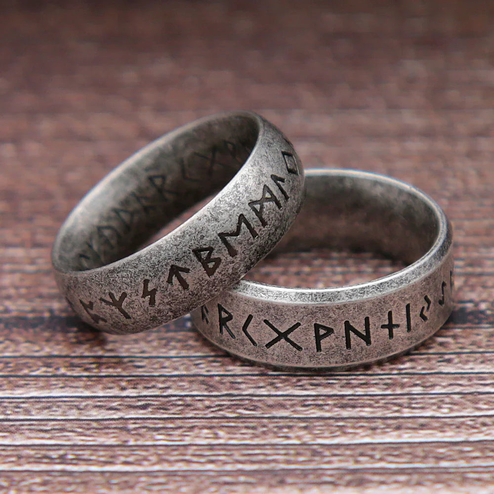 Stainless Steel Runic Viking Ring - Nordic Design for Men and Women Amulet