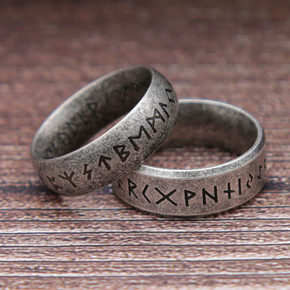 Stainless Steel Runic Viking Ring - Nordic Design for Men and Women Amulet