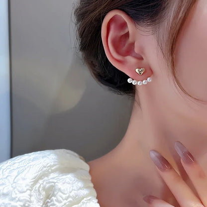 Light Luxury Imitation Pearl Stud Earrings Sweet Heart-shaped Ear Stud