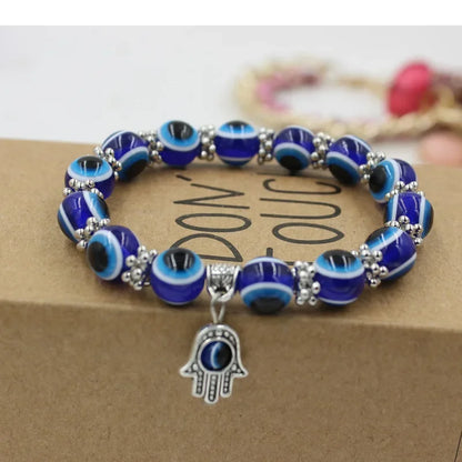 Creative Blue Evil Eye Bracelet for Women Wishing Lucky Amulet Hand of Fatima Bracelet for Men and Women Friendship Jewelry Gift