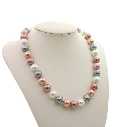 Pearl Jewelry For Women 12mm Grace Multicolor Round Bead Shell Pearl Necklace Magnet Clasp AAA Design Handmade Birthday Gift