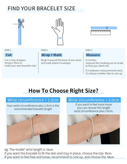 Mens Sterling Silver Bracelets -  Real 3/4/5/6.5MM Full Black Moissanite Tennis Bracelet for Women Men S925 Silver Link Bracelets Fine Jewelry