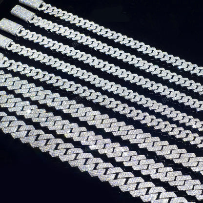 Iced Out 10-20mm Mens Miami Cuban Link Necklace Hip Hop CZ Cubic Zirconia Bling Prong Cuban Chain