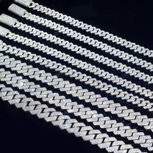 Iced Out 10-20mm Mens Miami Cuban Link Necklace Hip Hop CZ Cubic Zirconia Bling Prong Cuban Chain