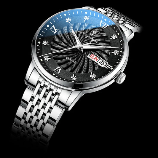 Watch Waterproof Luminous Date. Men's Quartz POEDAGAR Wristwatch Stainless Steel