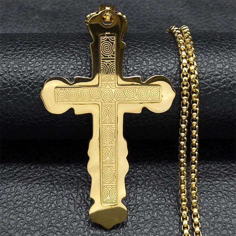 Faithful Charm: Lord's Prayer Scribble Cross Necklace