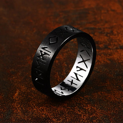 Stainless Steel Runic Viking Ring - Nordic Design for Men and Women Amulet