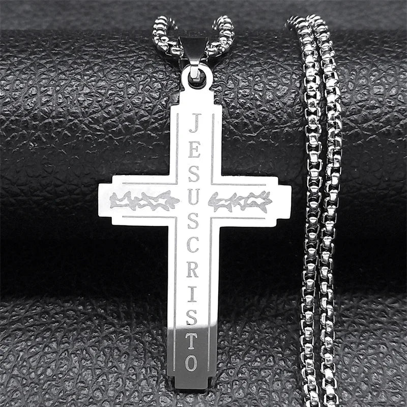 Faithful Charm: Lord's Prayer Scribble Cross Necklace