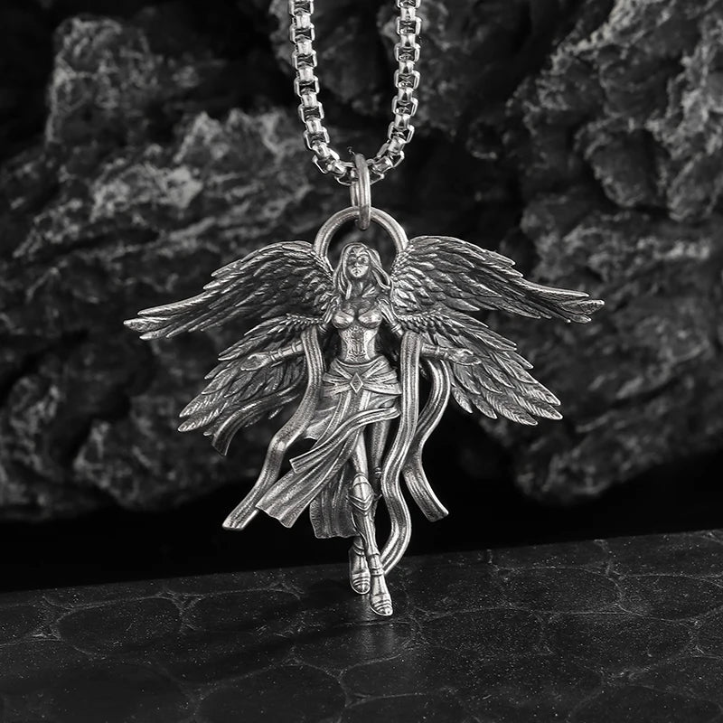 Guardian Angel Wings Cross Pendant Necklace
