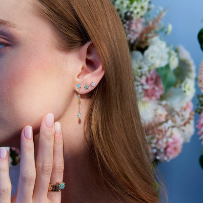 Sweet Stars Studs - Emeralds and Diamond in 14k Gold - Made to Order