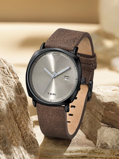 Timeless Elite: The Minimalist Leather Sports & Calendar Watch
