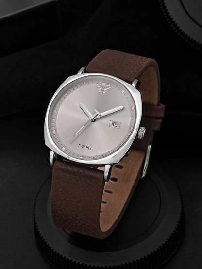 Timeless Elite: The Minimalist Leather Sports & Calendar Watch