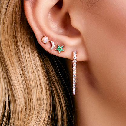 Sweet Stars Studs - Emeralds and Diamond in 14k Gold - Made to Order
