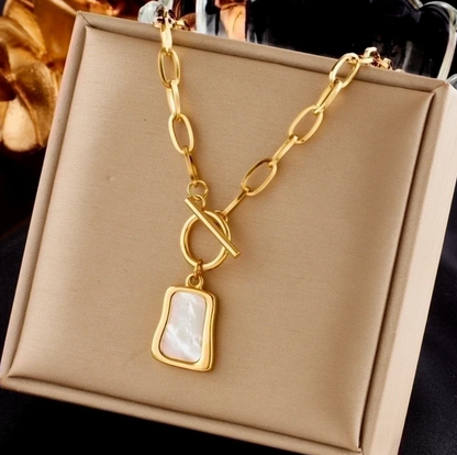 Toggle Clasp White Pendant Necklace