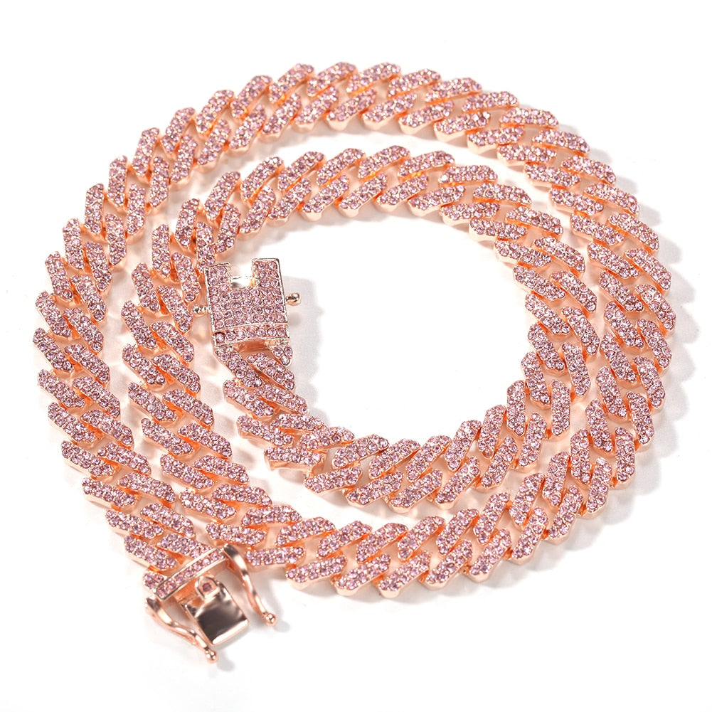 Uwin Micro Paved 12mm S-link Miami Cuban Necklaces Hiphop Mens Iced