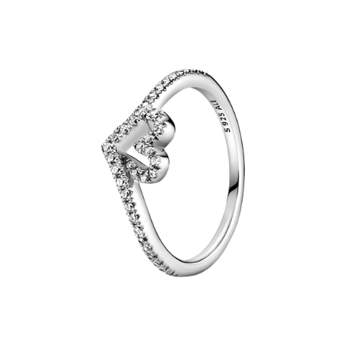 925 Sterling Silver Heart Zircon Sparkling Ring