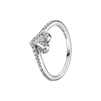 925 Sterling Silver Heart Zircon Sparkling Ring