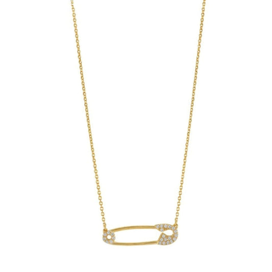 Safety Pin Solid 925 Silver Pendant Necklace