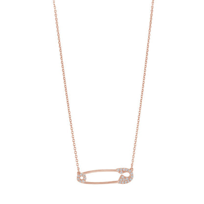 Safety Pin Solid 925 Silver Pendant Necklace