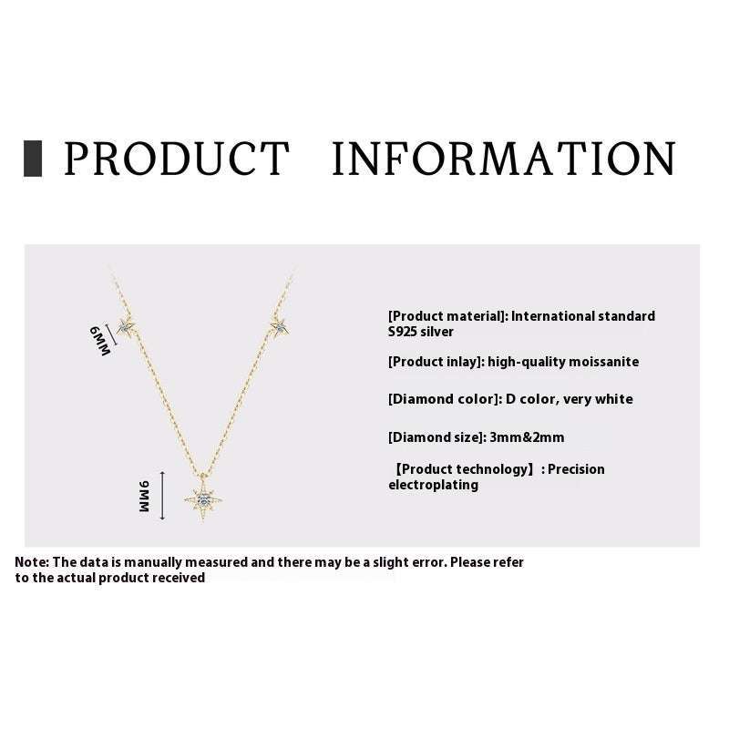 Personalized Fashion S925 Sterling Silver Moissanite Niche Starry Necklace