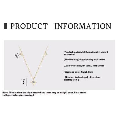 Personalized Fashion S925 Sterling Silver Moissanite Niche Starry Necklace