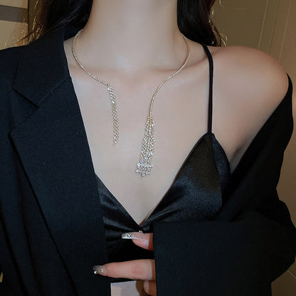 Rhinestone Zircon Tassel Necklace Affordable Luxury