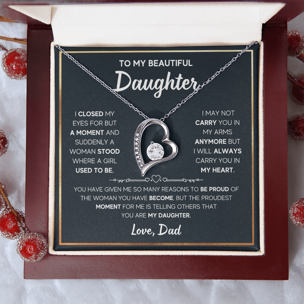 Daughter -  I closed my eyes - Dad - Forever Love Necklace