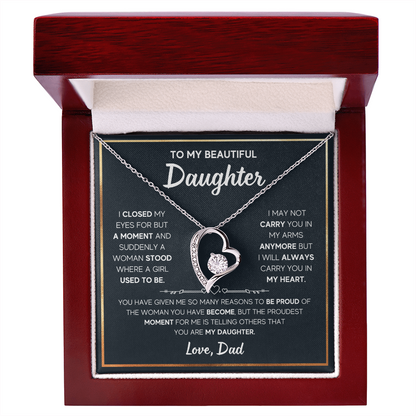 Daughter -  I closed my eyes - Dad - Forever Love Necklace