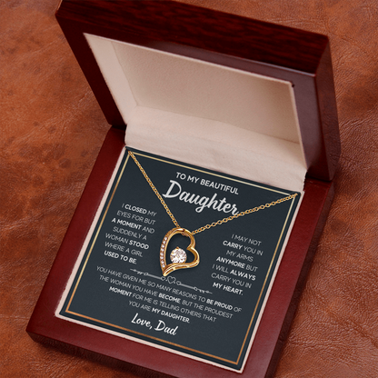 Daughter -  I closed my eyes - Dad - Forever Love Necklace