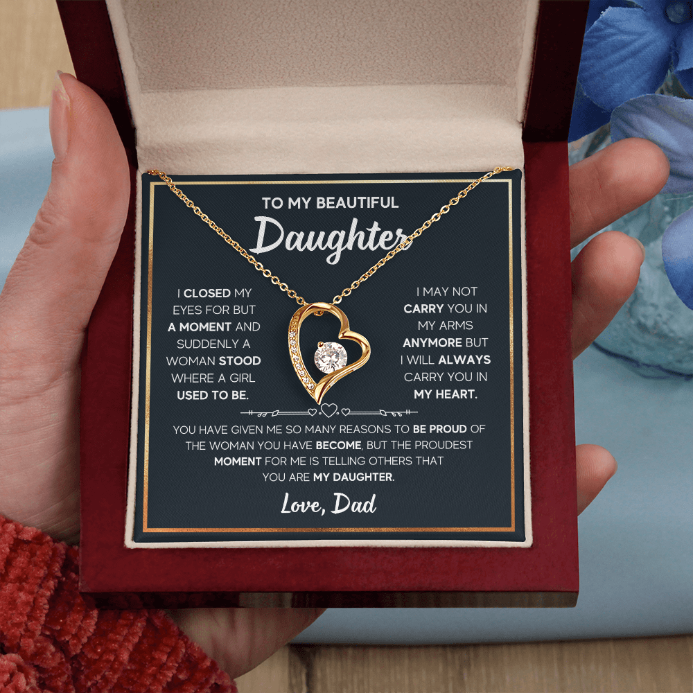 Daughter -  I closed my eyes - Dad - Forever Love Necklace