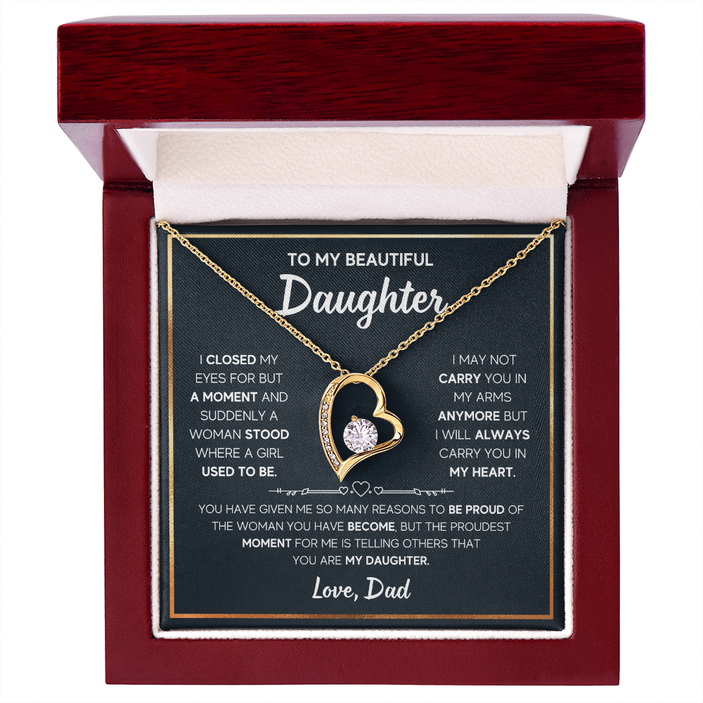 Daughter -  I closed my eyes - Dad - Forever Love Necklace