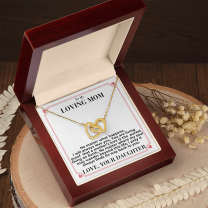 To Mom - No Matter What Happens, - Interlocking Hearts Necklace - From Daughter