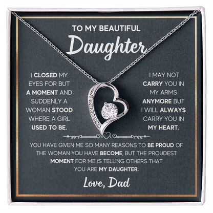 Daughter -  I closed my eyes - Dad - Forever Love Necklace